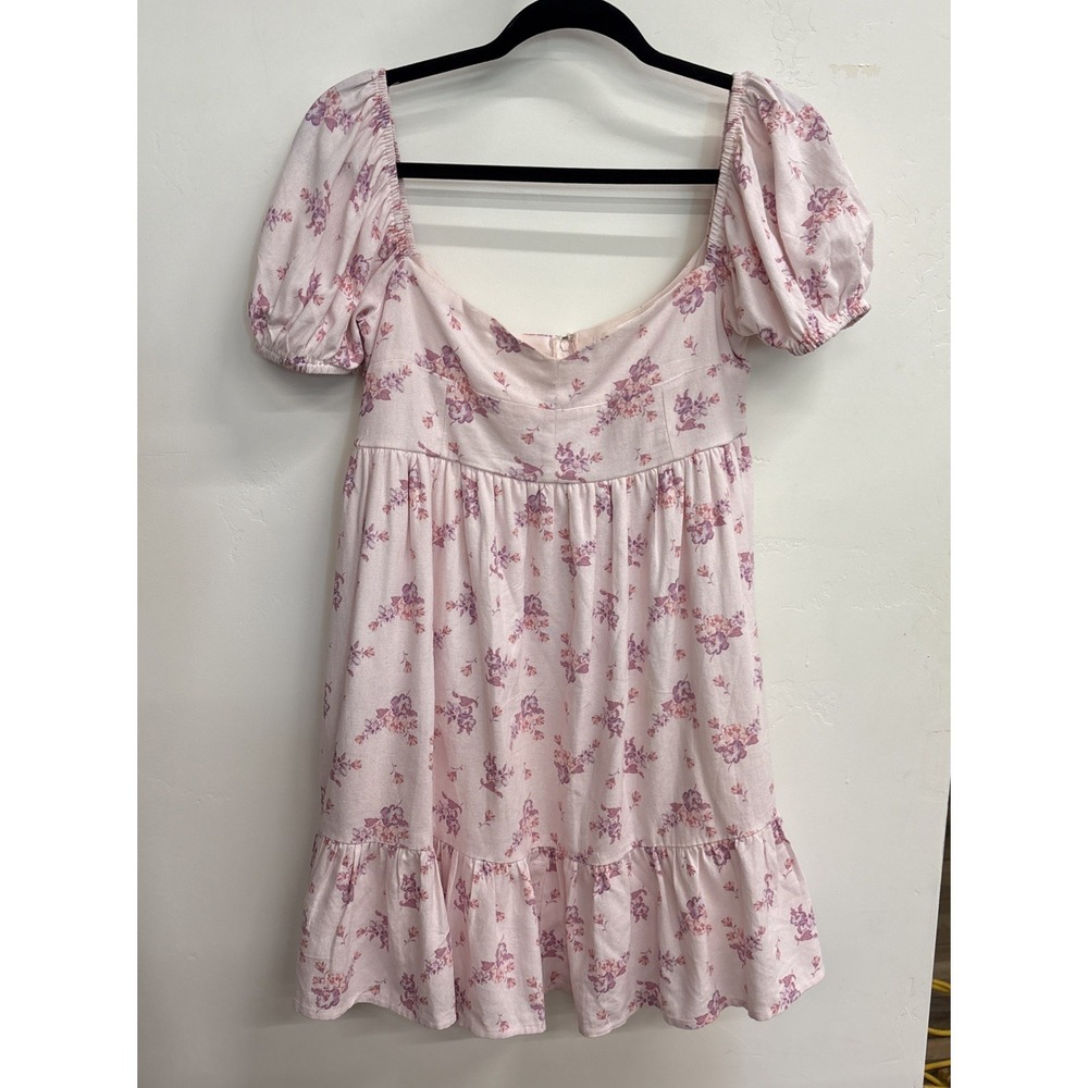 Altered State Mini Dress‎ Women's Small Floral Pink Puff Sleeves Baby Doll Y2K